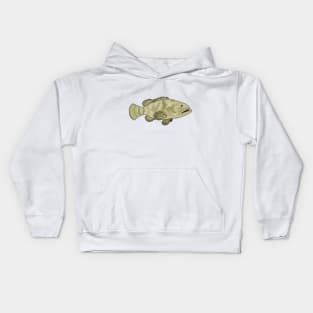 Grouper fish cartoon illustration Kids Hoodie